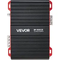 Vevor Monoblock-bilförstärkare, 1500W RMS MAX, 1/2/4 Ohm stabil, 1-kanals klass D-bilförstärkare med fjärrkontroll för subwoofernivå, lågpassfilter och basförstärkning, volymkontroll ingår