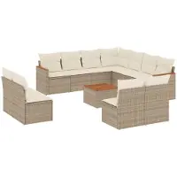 vidaXL Soffgrupp för trädgården 12 delar med dynor beige konstrotting