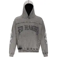 Ed Hardy Sweatshirt 'Eagle Drag Rose' grå / svart / svart denim / vit