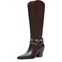 Bershka Cowboystövel mörkbrun / silver