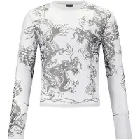Ed Hardy T-shirt 'Schlange und Drache' ljusgrå / svart