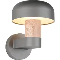 TRIO Lighting Vägglampa utomhus Fraser, dimbar, Ljust trä, Aluminium / grå / zink, Utomhusvägglampa