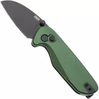 Knafs Co. O.C.T. -00576 Blackwashed 14C28N, Green Aluminium, Button Lock, pocket knife