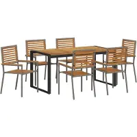 vidaXL Trädgårdsmöbelset 7 pcs Grå och Brun konstrotting