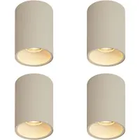 QAZQA Set med 4 moderna beige utanpåliggande spotlights GU10 50mm runda - Deep
