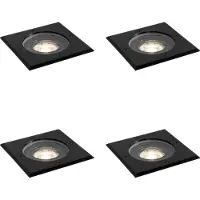 QAZQA Set med 4 utomhusmarkspotlights svart fyrkantig justerbar IP65 - Delux