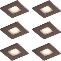 QAZQA Set med 6 moderna infällda spotlights mörkbrons fyrkantig IP44 - Qure