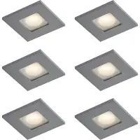 QAZQA Set med 6 moderna infällda spotlights Gunmetal Fyrkantig IP44 - Qure