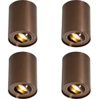 QAZQA Set med 4 moderna takspotlights mörkbrons roterbara och lutningsbara - Rondoo Up