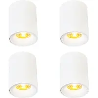QAZQA Set med 4 moderna utanpåliggande spotlights vita GU10 50mm - Ronda