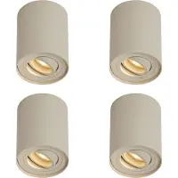 QAZQA Set med 4 moderna utanpåliggande spotlights beige GU10 50mm roterbara och lutningsbara - Rondoo Up