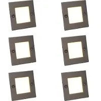 QAZQA Set med 6 moderna infällda spotlights stål inkl. LED - Square 7