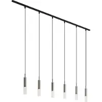 QAZQA Modernt skensystem svart med 6 hänglampor gunmetal 1-fas - Slimline Loyce