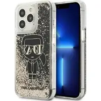 Karl Lagerfeld Gatsby-fodral med flytande glitter för iPhone 13 Pro / iPhone 13 - Svart