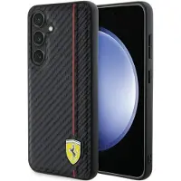 Ferrari Kolfiberfodral med linjetryck för Samsung Galaxy S24 - svart