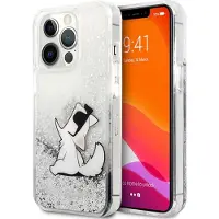 Karl Lagerfeld Liquid Glitter Choupette Fun-fodral för iPhone 13 Pro Max 6,7" - silver