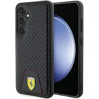 Ferrari Carbon Stitched Bottom-fodral för Samsung Galaxy S24 - svart