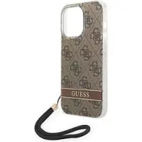 GUESS GUOHCP14LH4STW iPhone 14 Pro 6.1 "brun / brun hård väska 4G Print Strap