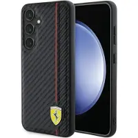 Ferrari Carbon Printed Line-fodral för Samsung Galaxy S24+ - svart