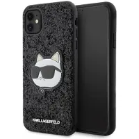 Karl Lagerfeld KLHCN61G2CPK iPhone 11 / Xr 6.1" svart/svart hårda fodral Glitter Choupette Patch