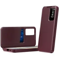 Mtp Products Samsung Galaxy S26 Ultra Smart Clear View Flip Skal med kortplats - Vinröd