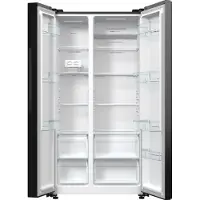 Gorenje NRR9185EABXL, Fristående, Amerikansk dörr, Svart, Rostfritt stål, Röra, LED, På dörren
