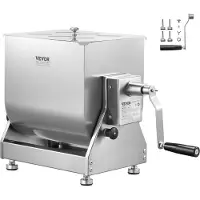 Vevor manuell köttblandare, 20L köttbearbetningsutrustning med tilttank (maximal blandning för kött), köttblandare i rostfritt stål, korvblandare med lockhandtag, växelreducerare, handmixer för nötfär