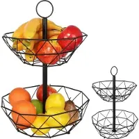 By Lille Vilde Korg för frukt och grönsaker, svart metall, 2-nivå loft (43 cm)