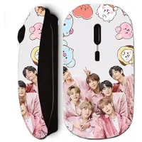 CAPACHEAP Trådlös mus - Kpop BTS - Svart - Optisk - Levereras med nano USB-mottagare - Kompatibel med bärbar dator