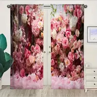 Household supplies MH 2 st Flerfärgade Livfulla Blommönster Gardiner Halvmörkläggande Gardiner, Sovrum, Vardagsrum, Fönster, Kök, Kontor, Heminredning W70X165H(cm)x2Pcs&Hook