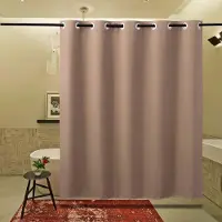 Lutas Vattentätt Duschdraperi med Linne-look Tjockt Set Inga Borrhål Badrumsavdelningsgardin 100*200cm beige