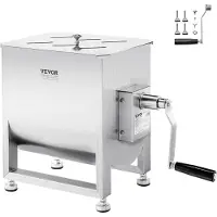 Vevor manuell köttblandare, 30L köttbearbetningsutrustning med fast tank (blandning max 13,5 kg för kött), köttblandare i rostfritt stål, korvblandare med lockhandtag, växelreducerare, handblandare fö