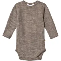 Joha Body l/ä - Ull - Brunmelerad - - 80 - Body L/Ä
