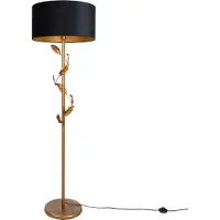 QAZQA Golvlampa guld med svart skärm och guldinredning 50 cm - Linden