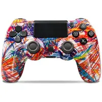 VAORLO för PS4 trådlös handkontroll PS4-kontroller Gamepad-kontroll med dubbla vibrationer och triggerknappar med 3,5 mm uttag