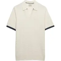 Superdry för män. M1110459A Polo Johnny stickad beige (L), Casual, Bomull, Kort ärm