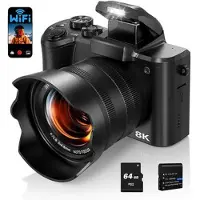 Mtp Products DC226 8K digitalkamera med 64GB minneskort - 48MP