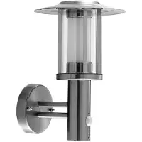 LINDBY LED-utomhusvägglampa Gregory, sensor, stål, IP44 Gregory, Aluminium / grå / zink, Rostfritt stål, Modern
