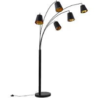 LINDBY båglampa Tinne, svart/guld, marmor, 5 lampor, E14 Tinne, Svart, Vardagsrum / matsal, Textil / tyger / siden, Modern, Golvlampa