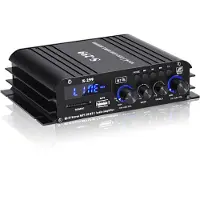 NÖRDIC Bluetooth 5.0 stereo 2.1 amplifier 4X40W+50W RMS förstärkare 2 högtalare och subwoofer med USB och SD mediaspelare input