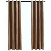 vidaXL Mörkläggningsgardiner med ringar 2 st beige sammet 140x245 cm