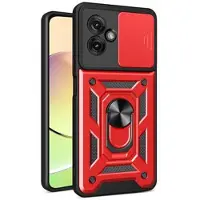 Mtp Products Motorola Moto G55 Hybrid Skal med Roterande Ring med Kameraskydd - Röd