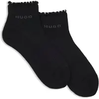 HUGO Two-pack of rib-knit lettuce-trim short socks
