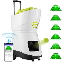 Vevor Tennisbollmaskin, Automatisk Bärbar Tennisbollkastare, Tennisträningskastare för 150 Bollar, 5 Motorer, Multilägesborrar, 2+ Timmars Speltid, Uppladdningsbart Batteri, App-Fjärrkontroll