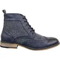 Cavani Classic Tweed Oxford Ankle Boots i marint läder för herrar