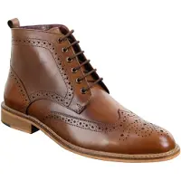 Cavani Klassisk Oxford Brogue Ankelkängor för herrar i Tan Leather