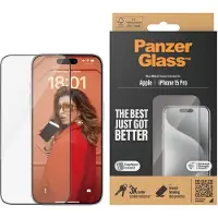 PanzerGlass iPhone 15 Pro Ultra-Wide Fit EasyAligner Skärmskydd - 9H - Svart Kant
