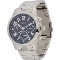GUESS Analog klocka 'Parker' marinblå / silver