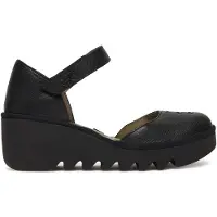 Fly london Dam Svart BISO305FLY Wedges Sandaler Espadrille Strap Klackar