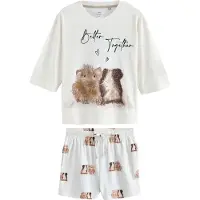 Next Kort pyjamas brun / mörkbrun / vit